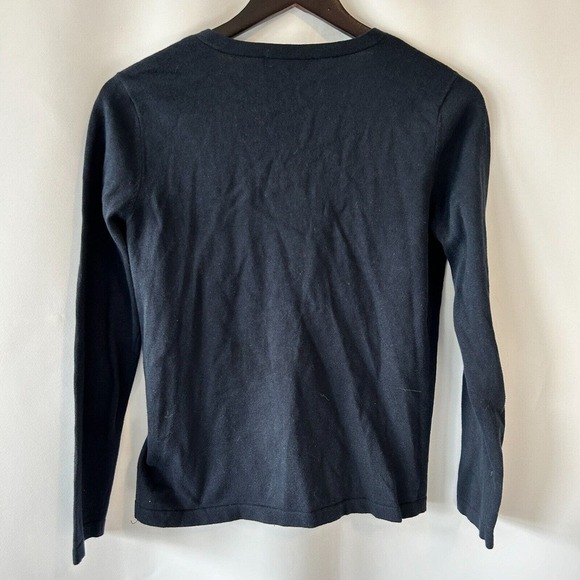 Tommy Hilfiger Women's Navy Blue Gold Studded Knit V-Neck Sweater Size Small - Picture 5 of 8